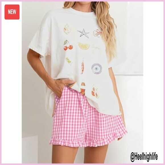 Women's Ruffle Boxer Shorts Pajama Lounge Sleep Bottoms Pockets - Picture 6 of 8